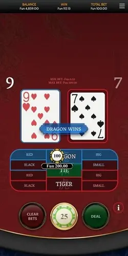 Dragon vs Tiger bonus